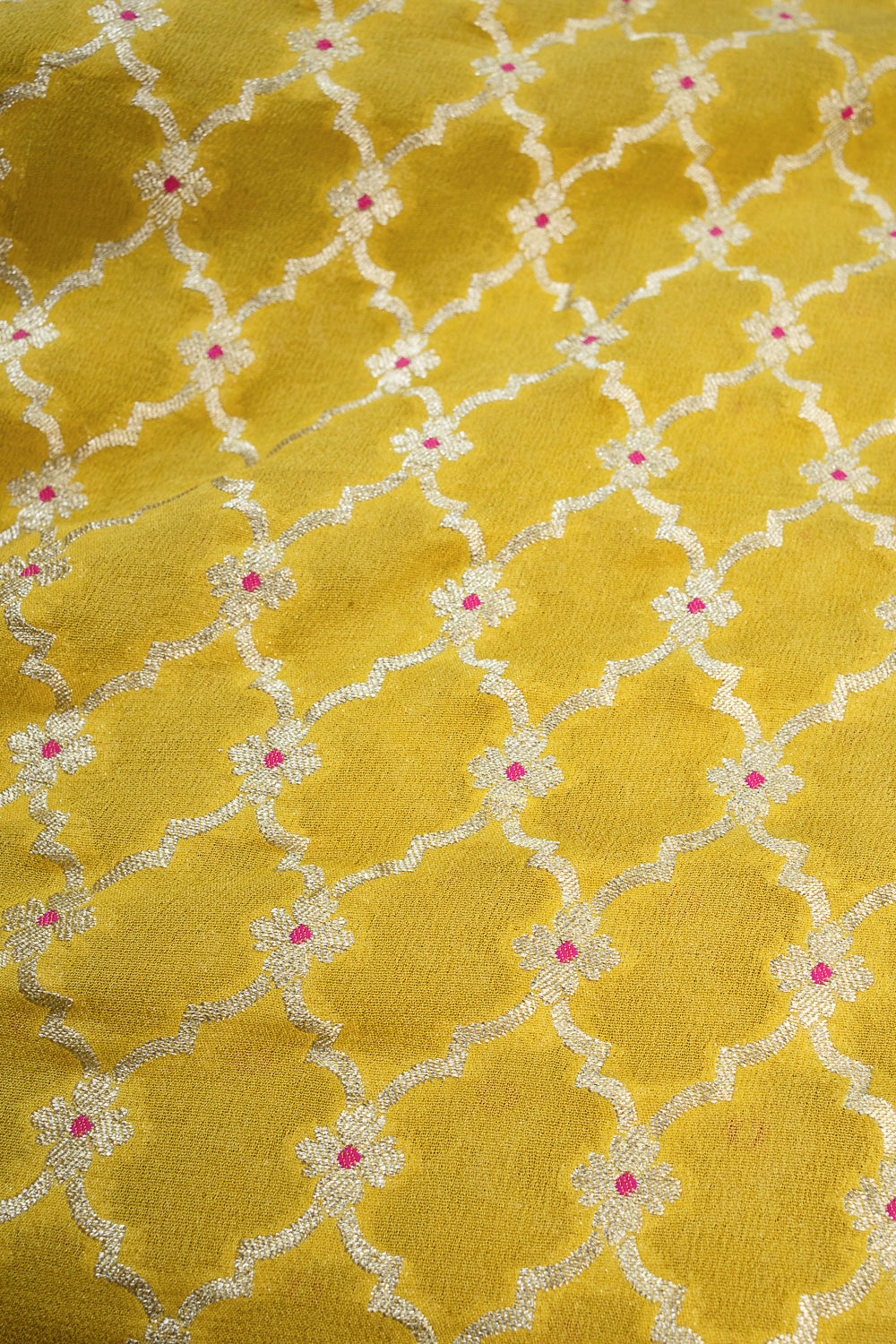 HANDWOVEN TUSCANY YELLOW MEENAKARI GEORGETTE FABRIC