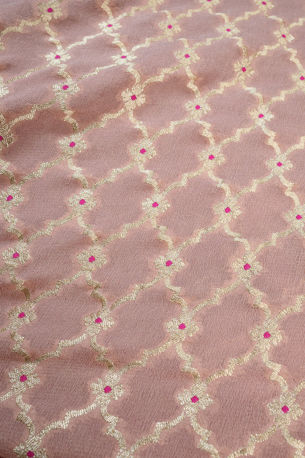 HANDWOVEN PINK MEENAKARI GEORGETTE FABRIC