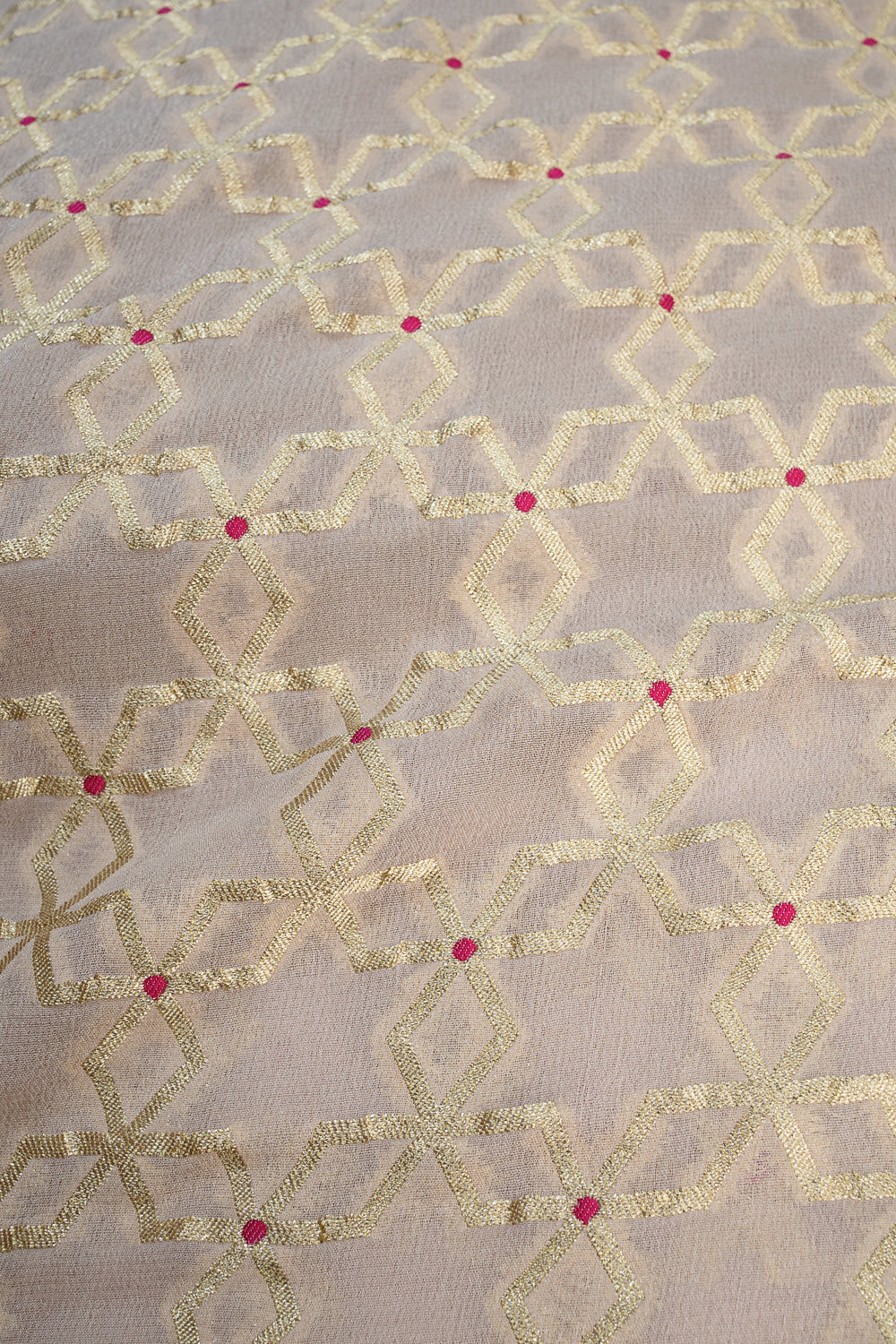 HANDWOVEN IVORY MEENAKARI GEORGETTE FABRIC