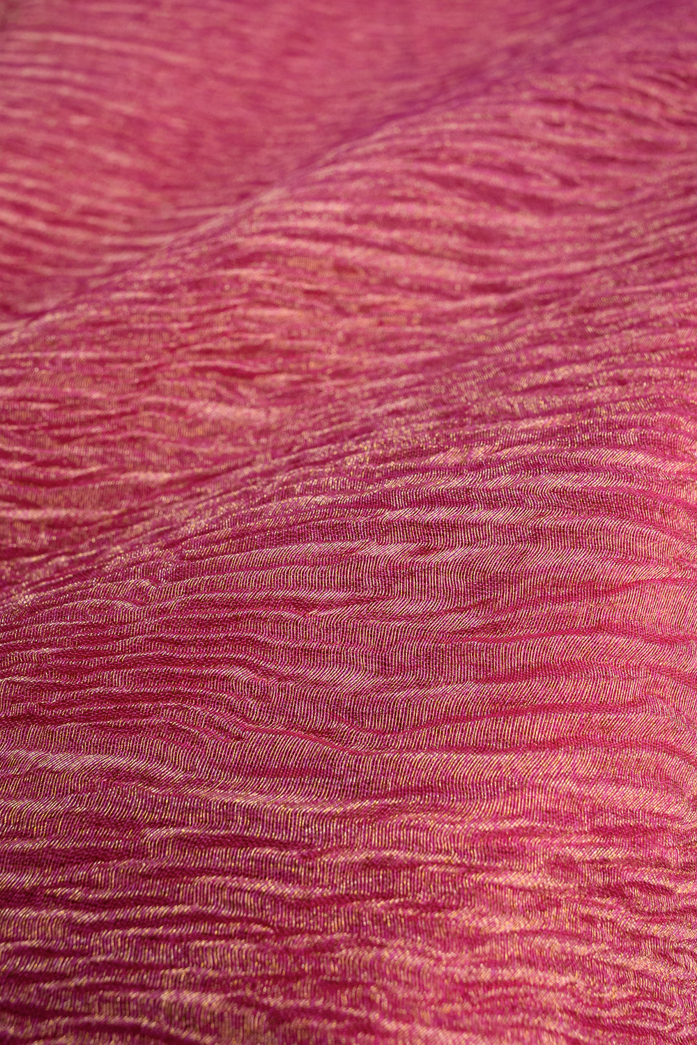 HANDWOVEN CARROT PINK CRUSHED TISSUE FABRIC